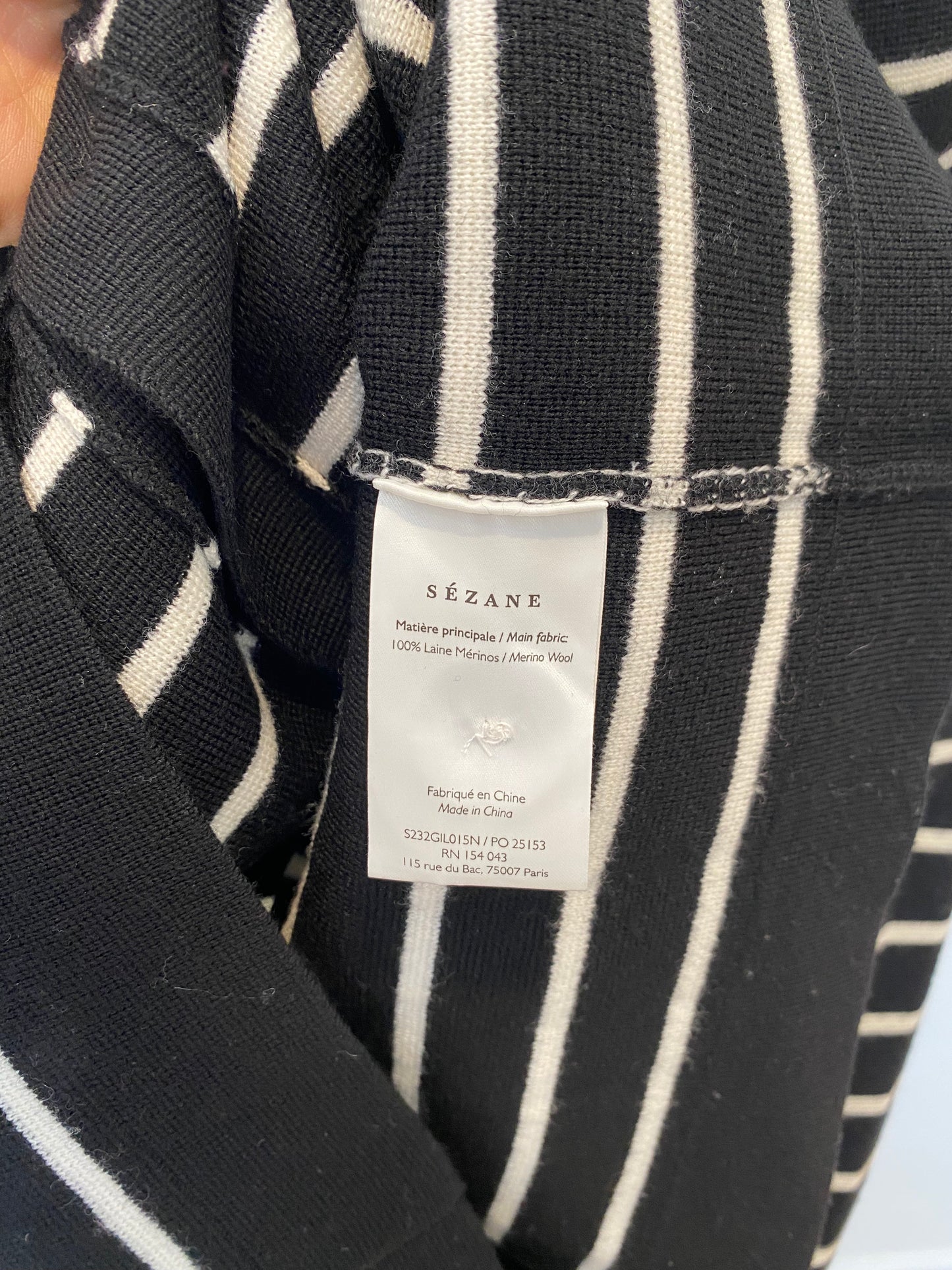 Sezane Betty Cardigan in Black Ecru size XXL