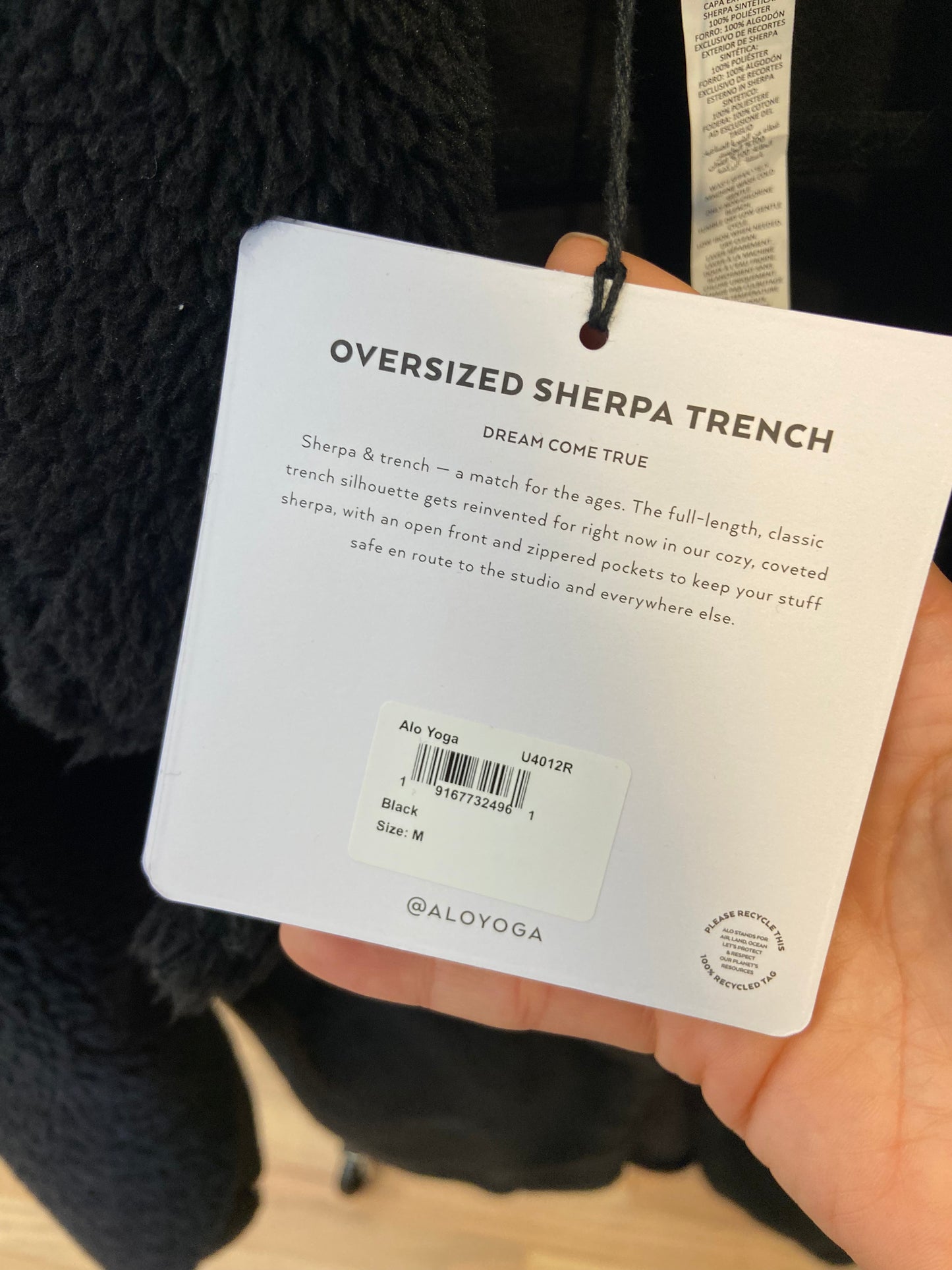 Alo Oversized Sherpa Trench Jacket size M