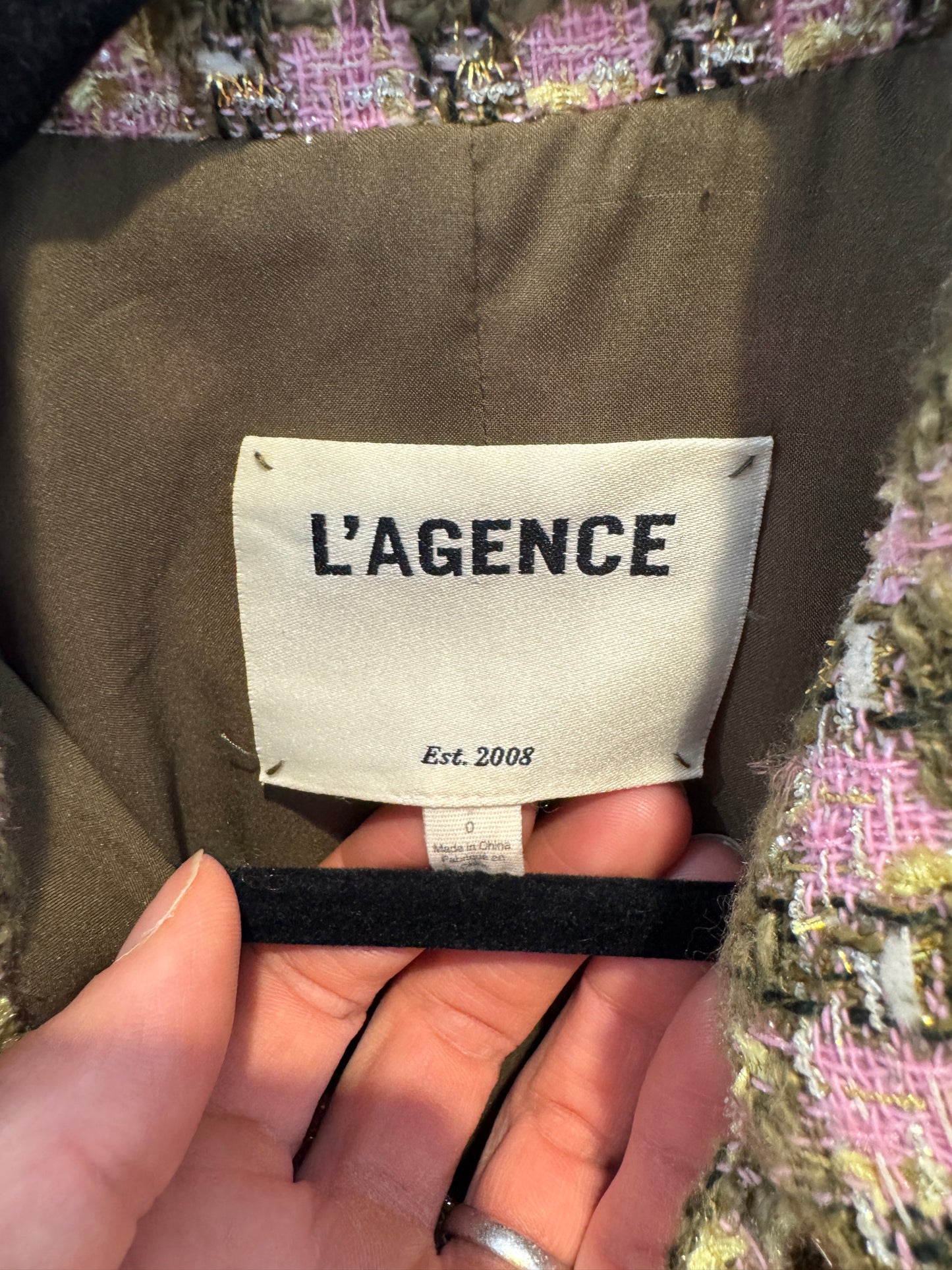 L'Agence Bridges Tweed Cropped Jacket size 0