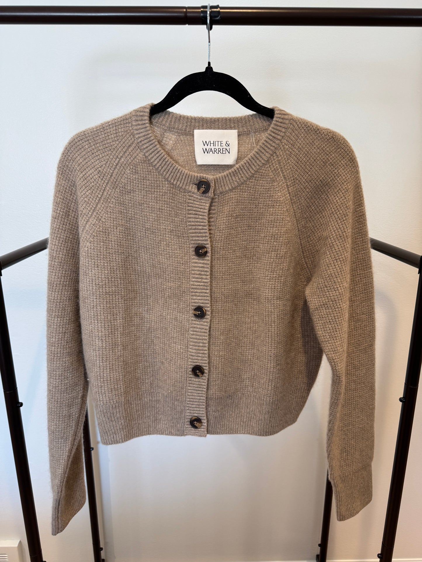 White and Warren Waffle Cashmere Cardigan size S