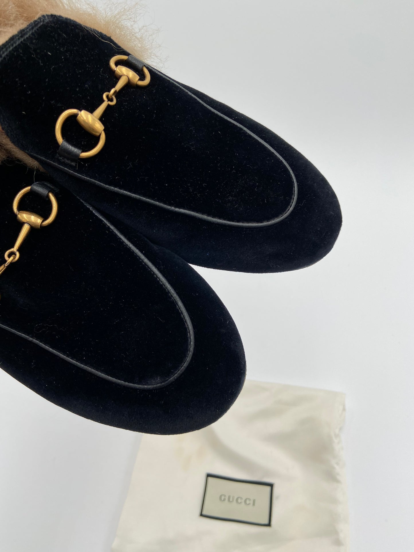 Gucci Gucci Princetown Horsebit-detailed Shearling-lined Velvet Slides