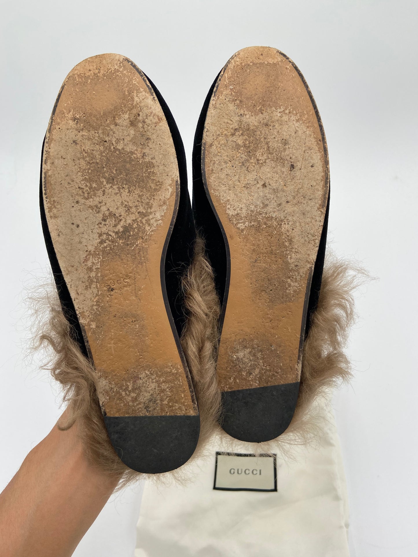 Gucci Gucci Princetown Horsebit-detailed Shearling-lined Velvet Slides
