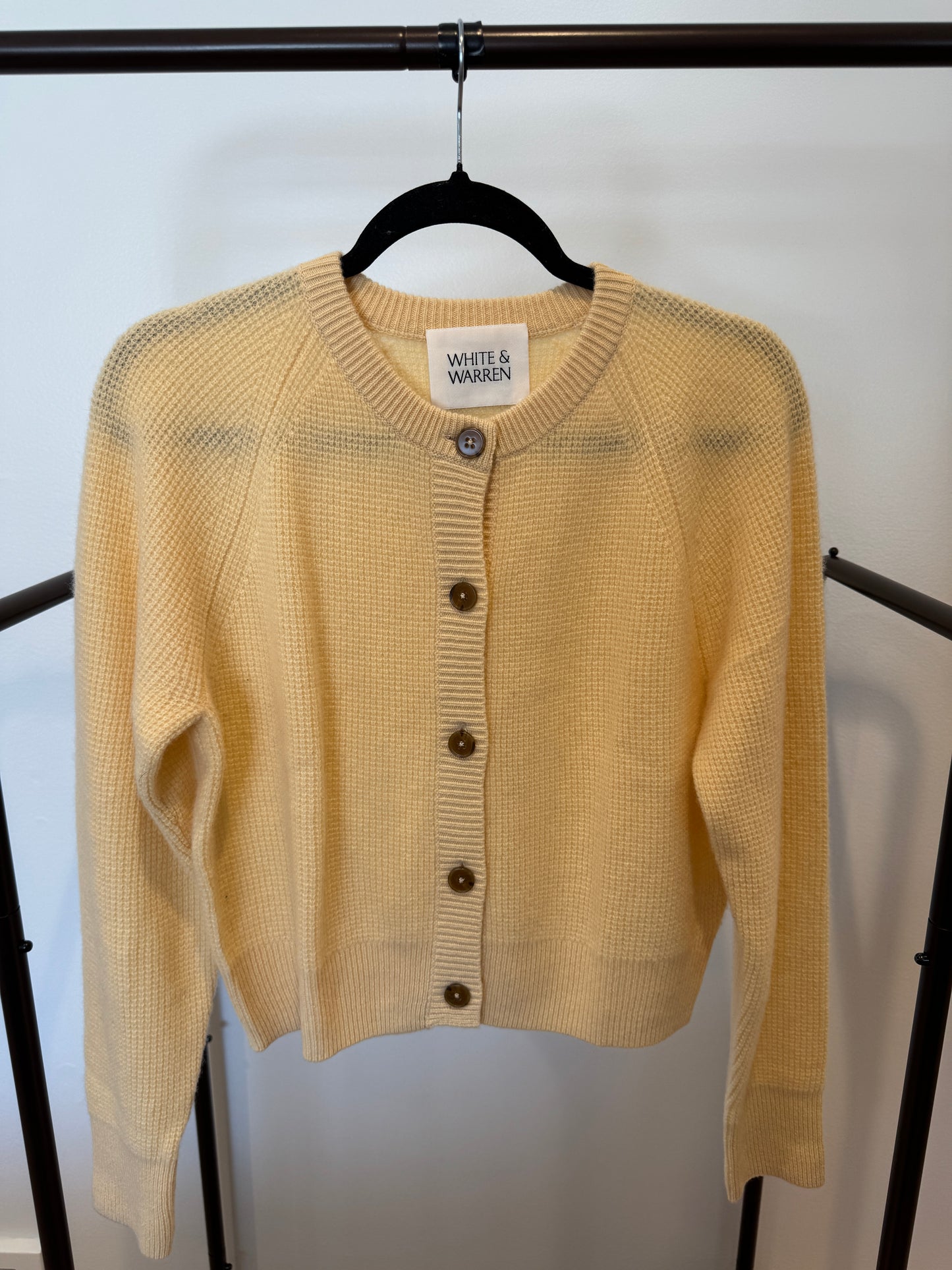 White and Warren Waffle Cashmere Cardigan size S