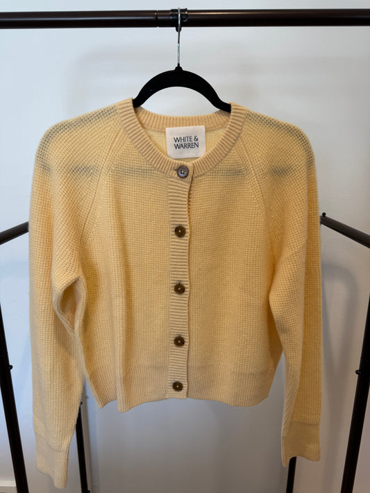 White and Warren Waffle Cashmere Cardigan size S