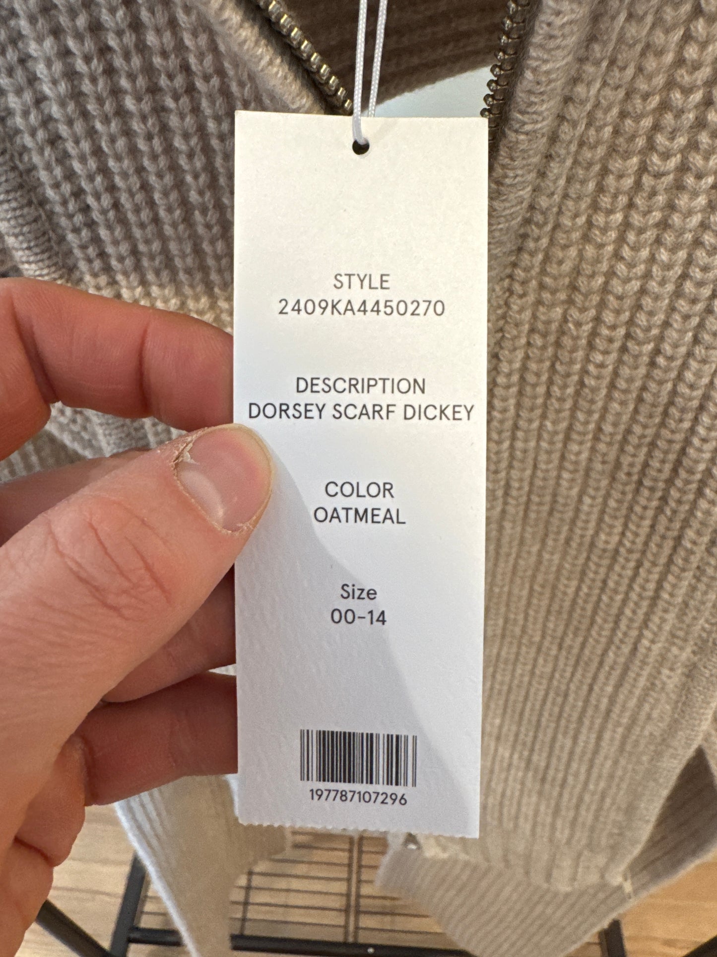Veronica Beard Dorsey Cashmere Scarf Dickey size 00-14