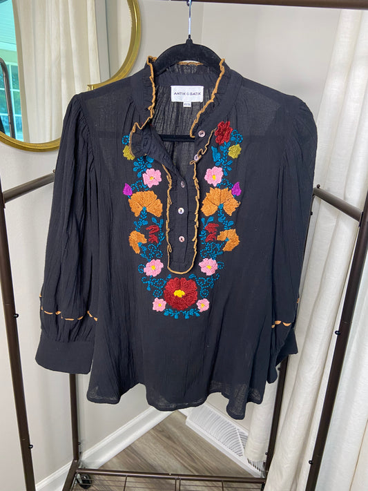 Antik Batik Mathilde Embroidered Blouse size 36/XS