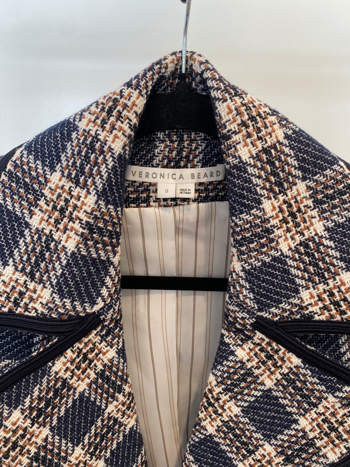 Veronica Beard Aise Double-Breasted Cotton Plaid Jacket size 0