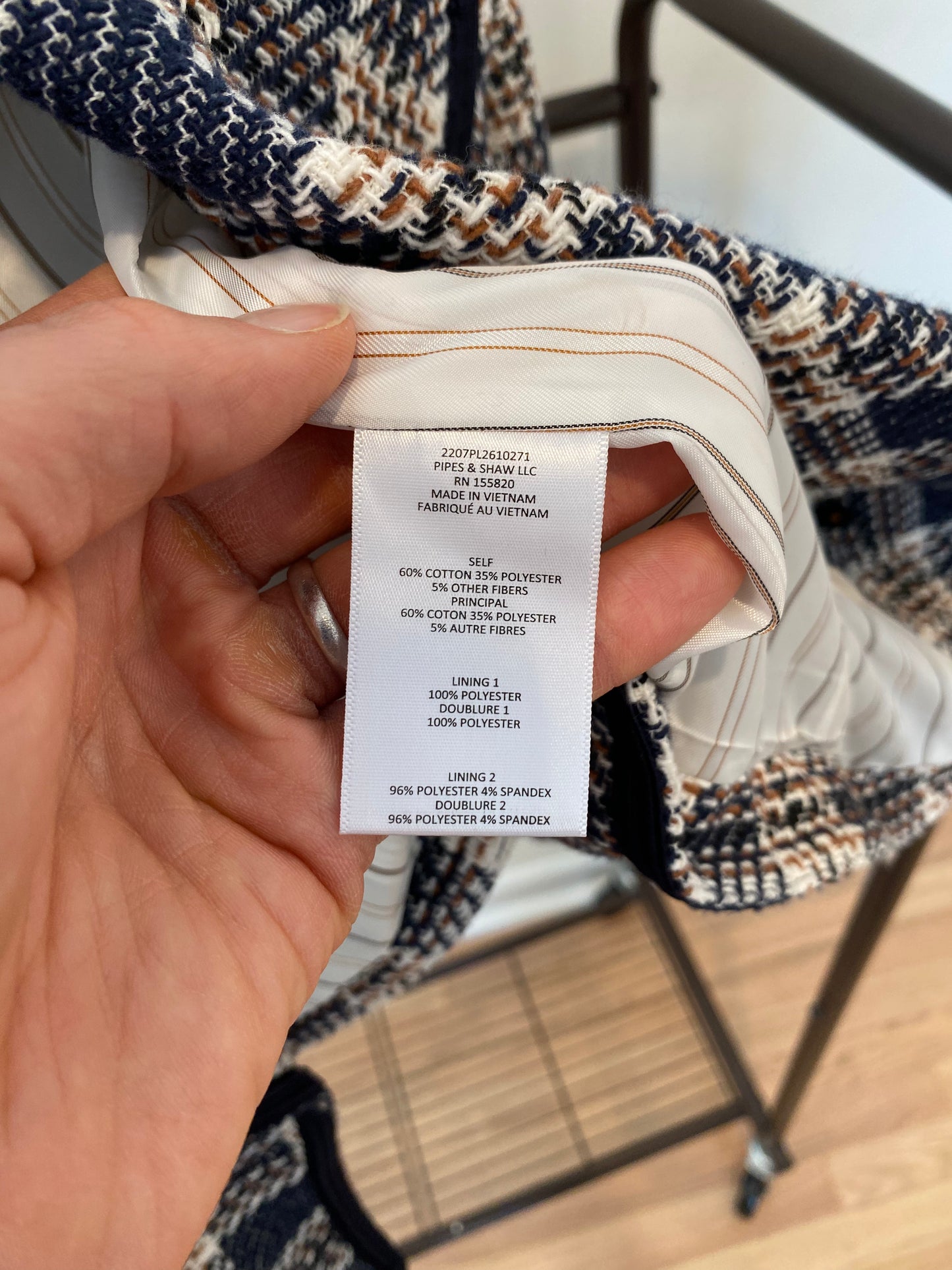 Veronica Beard Aise Double-Breasted Cotton Plaid Jacket size 0