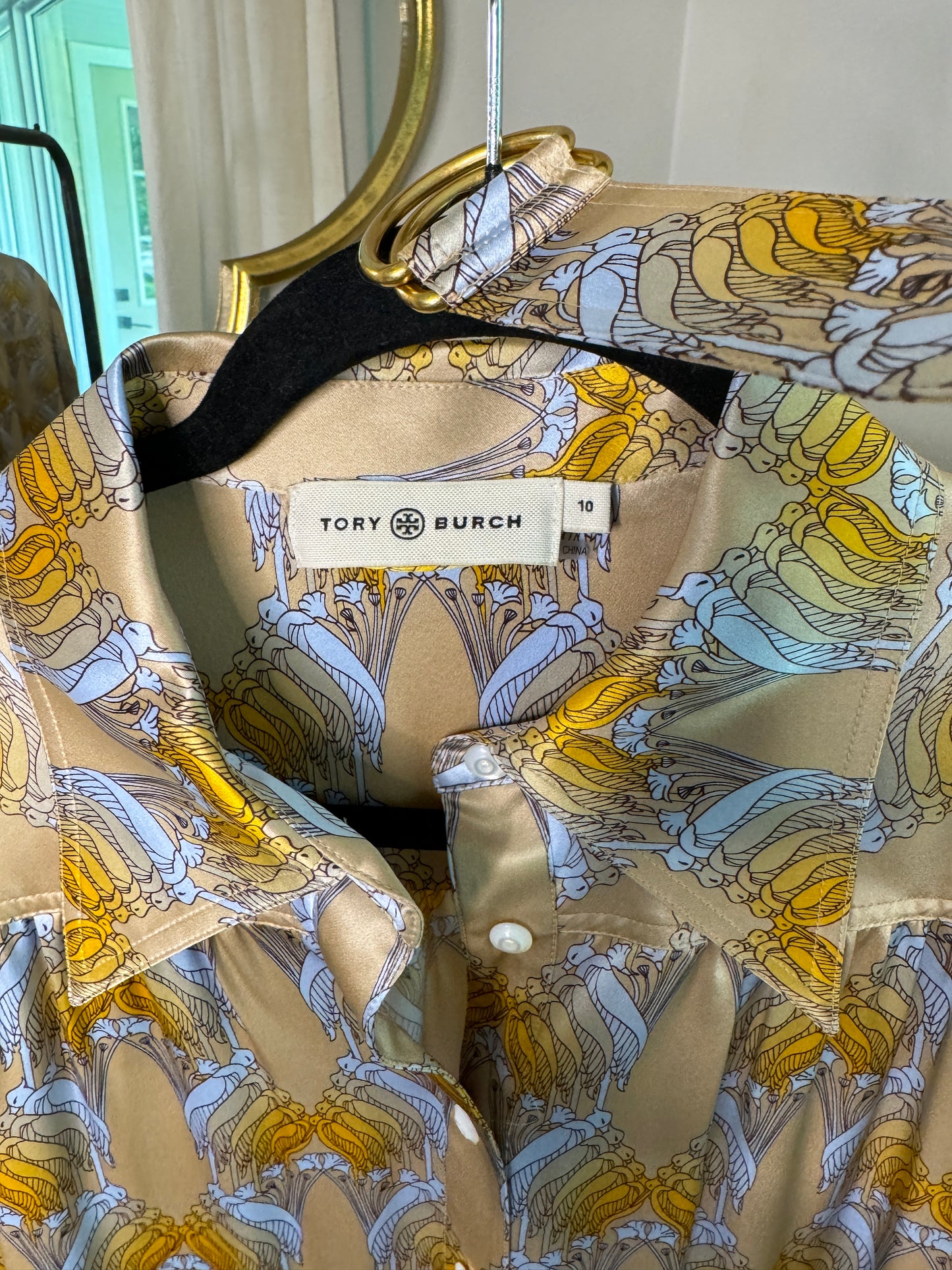 Tory Burch Silk Satin Printed Dress size 10