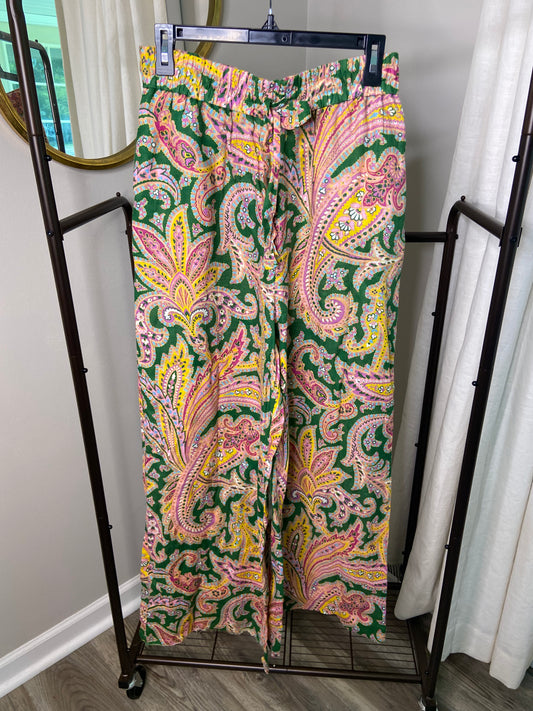 Zimmermann Green Paisley Teddy Draw Waist Pant size 6