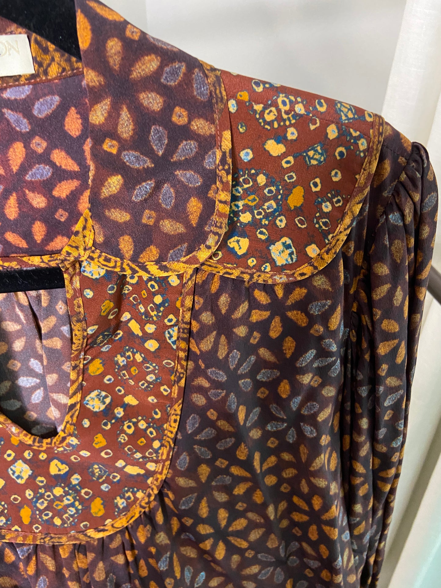 Ulla Johnson Aninda Mix Print Long Sleeve Silk Blouse size 2