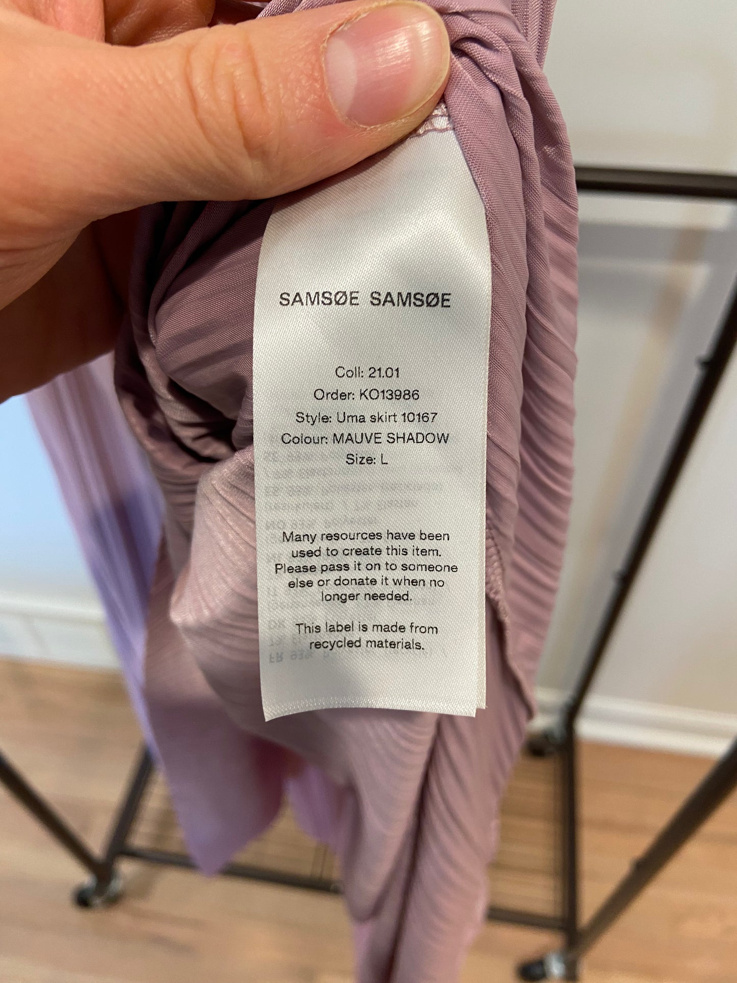 Samsoe Pleated Uma midi skirt Mauve Shadow size L