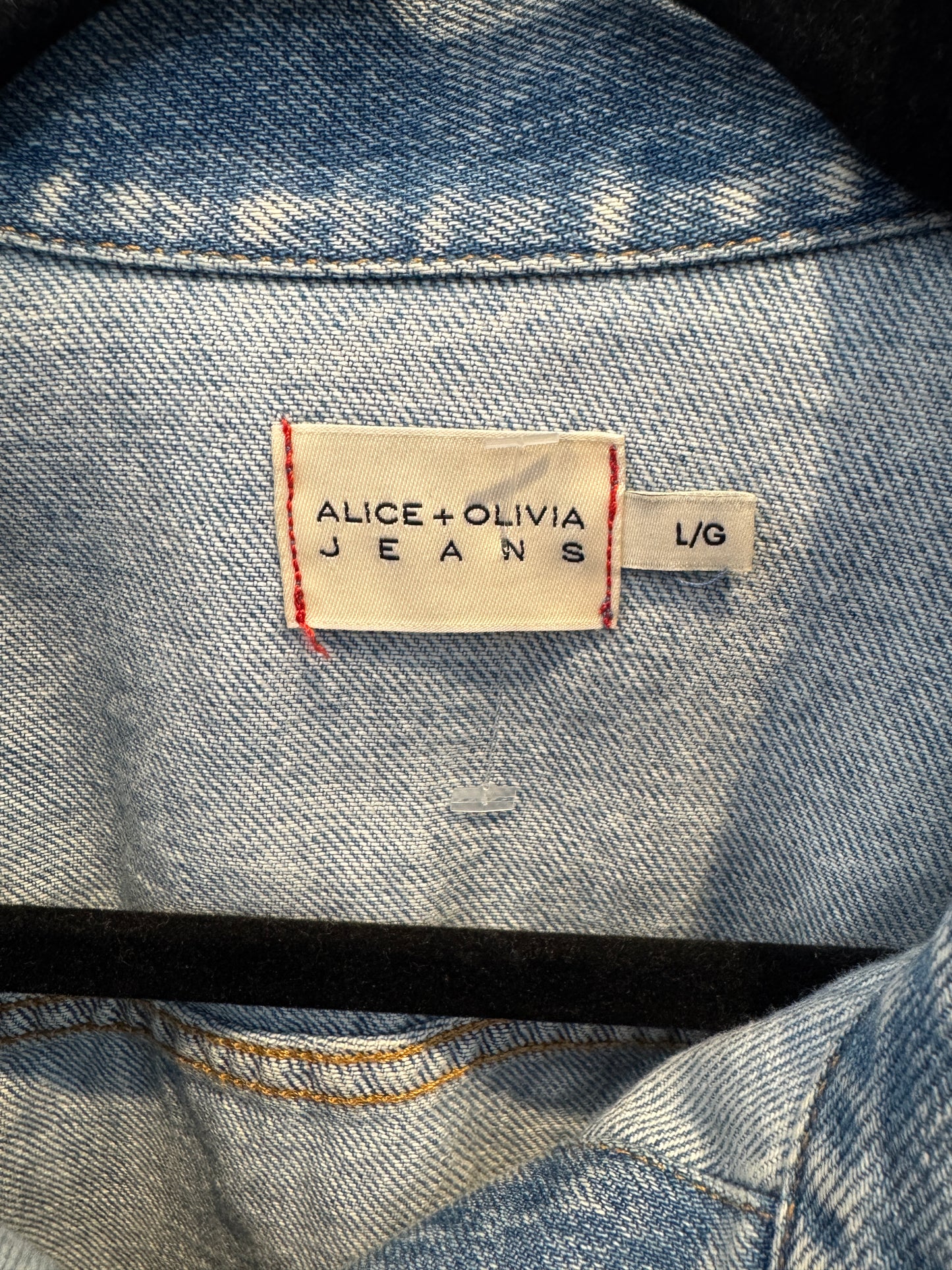 Alice and Olivia Lana Puff Sleeve Denim Jacket size L