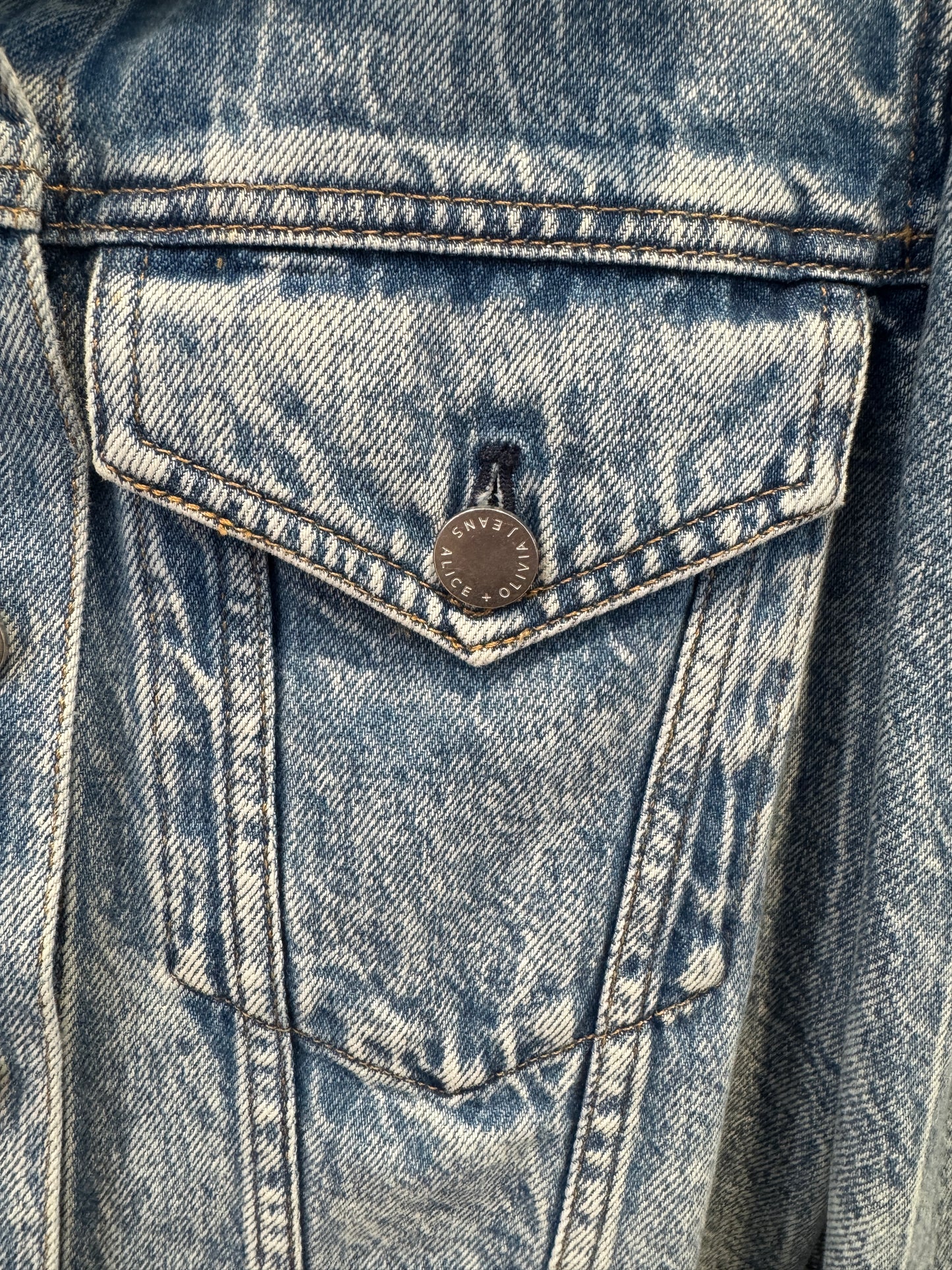 Alice and Olivia Lana Puff Sleeve Denim Jacket size L