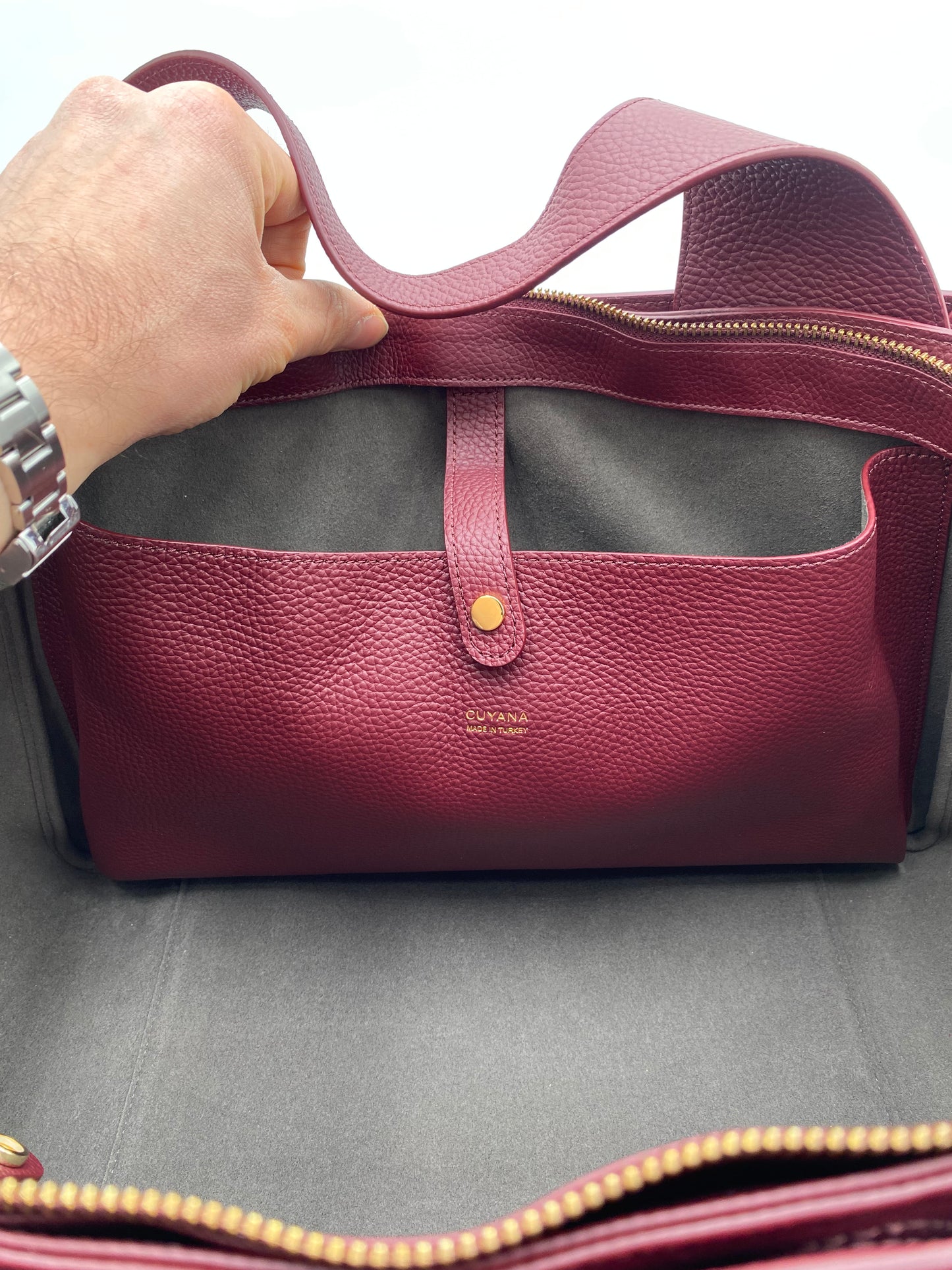 Cuyana Mila Satchel in Burgundy