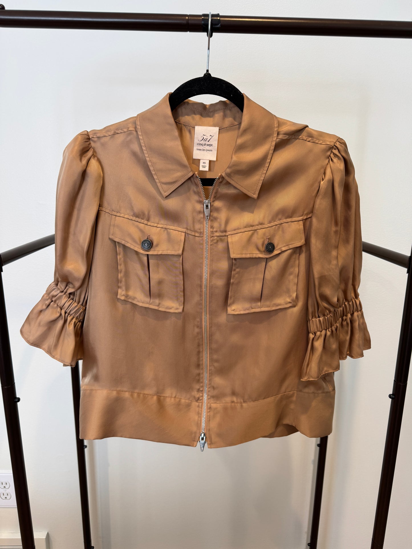 Cinq a Sept Holly Short-Sleeve Sateen Jacket size XS