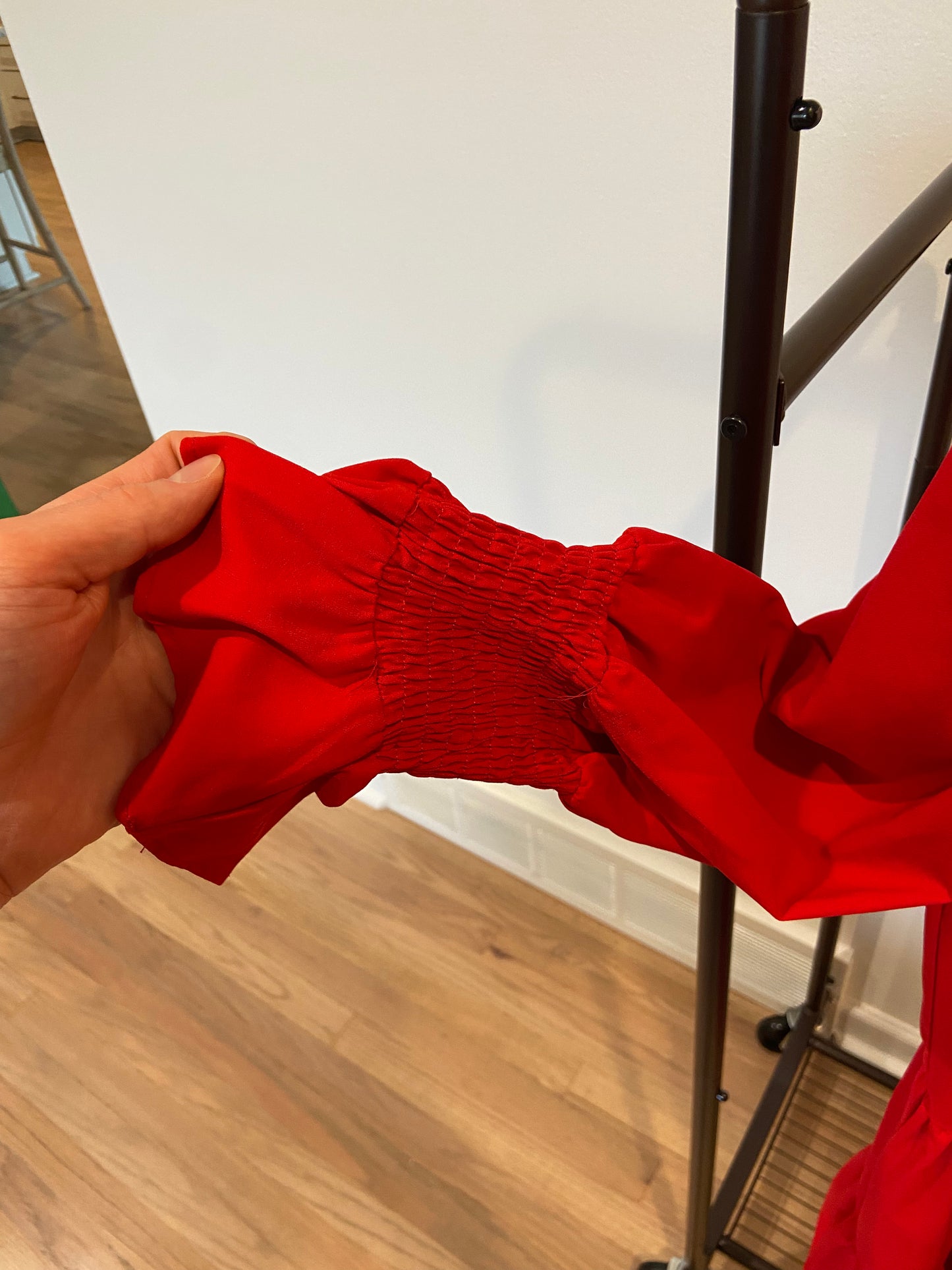 Pomander Place Red Crepe Ruffle Long Sleeve Dress size XL