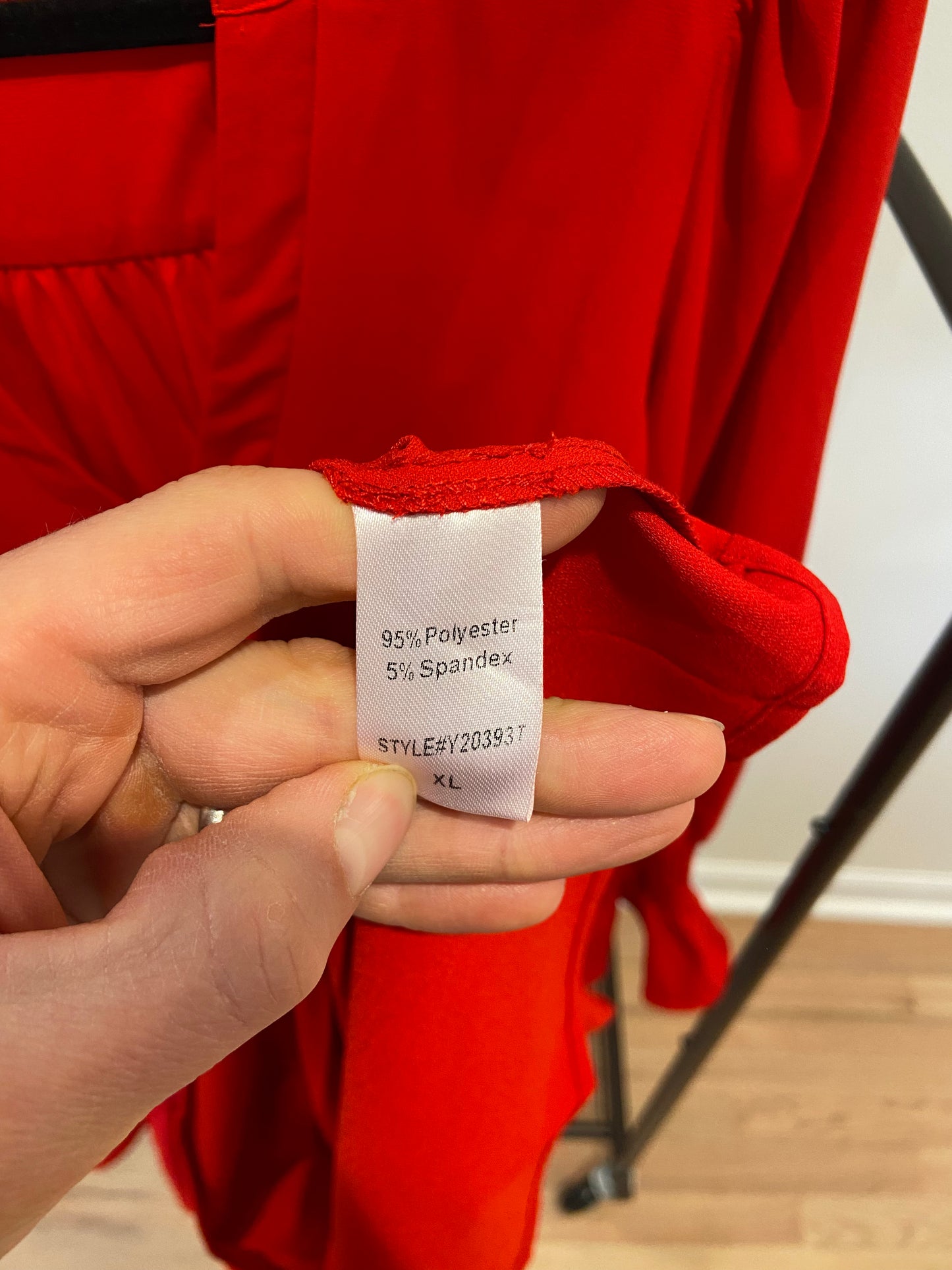 Pomander Place Red Crepe Ruffle Long Sleeve Dress size XL