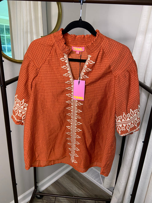 THML Rust Puff Sleeve Top size XL