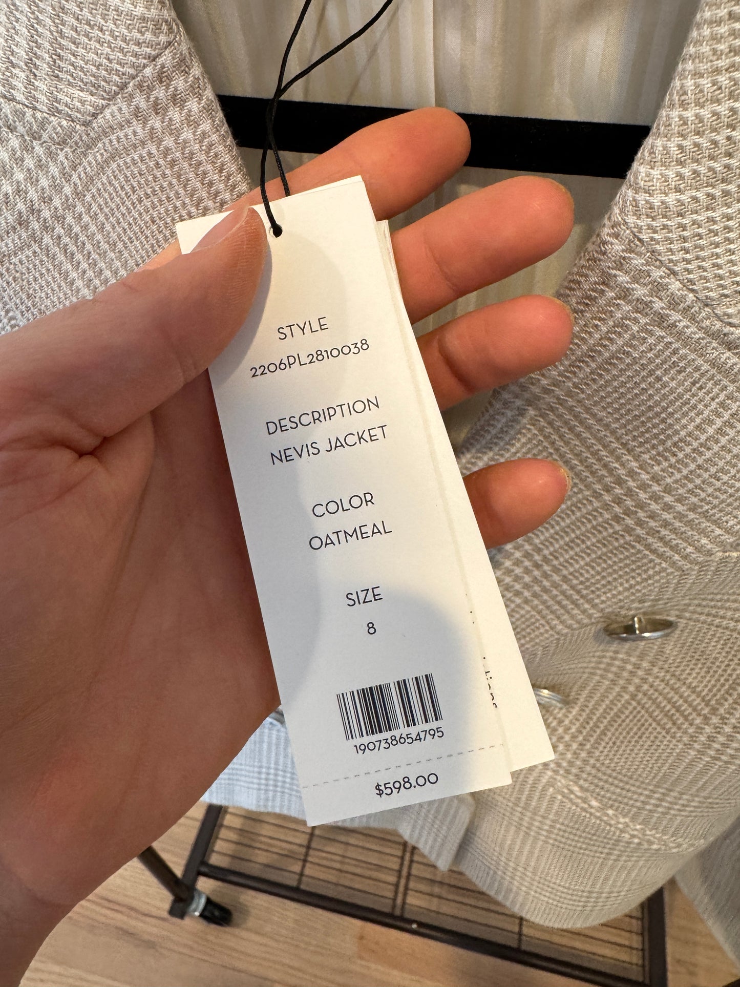 Veronica Beard Nevis Check Jacket in Oatmeal size 8
