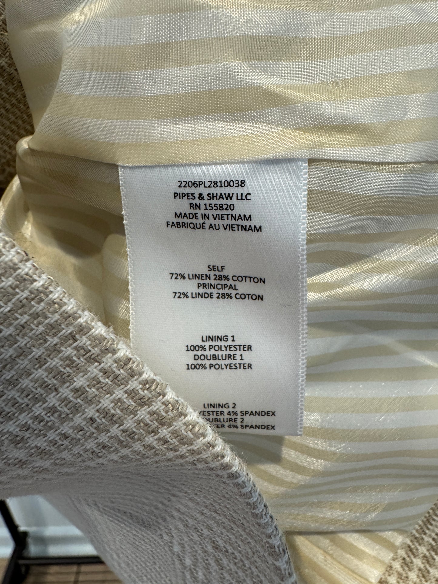 Veronica Beard Nevis Check Jacket in Oatmeal size 8