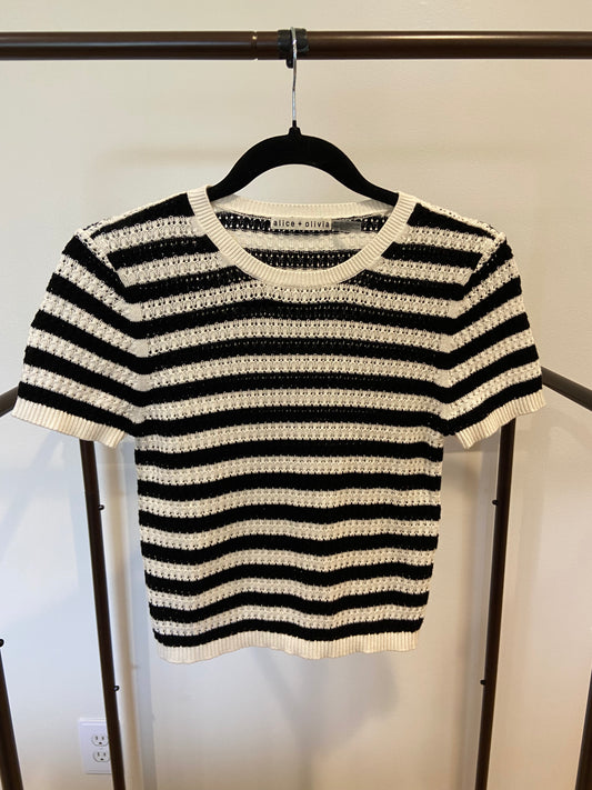 Alice + Olivia Ciara Striped Pullover Knit Top size M