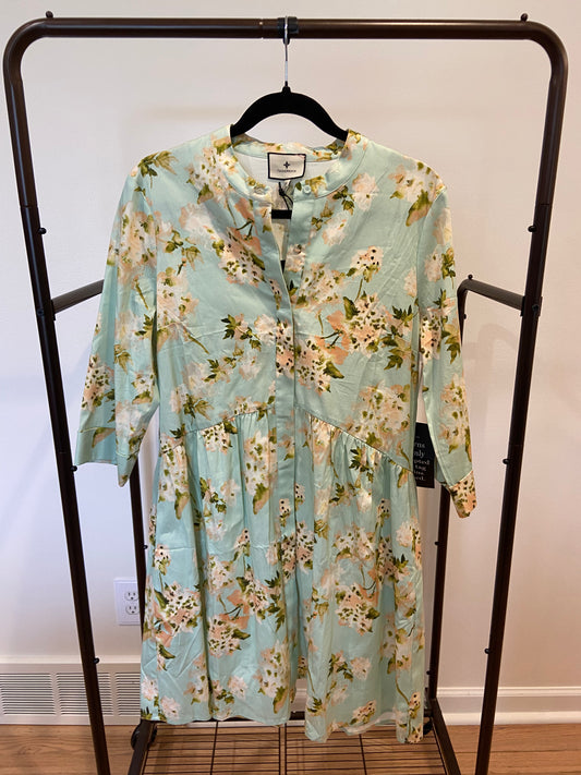 Tuckernuck Aqua Watercolor Royal Shirt Dress size M