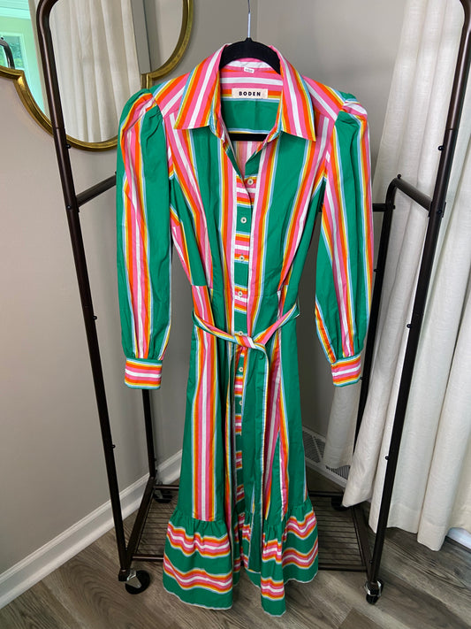 Boden Multicolor Stripe Shirt Dress size 4