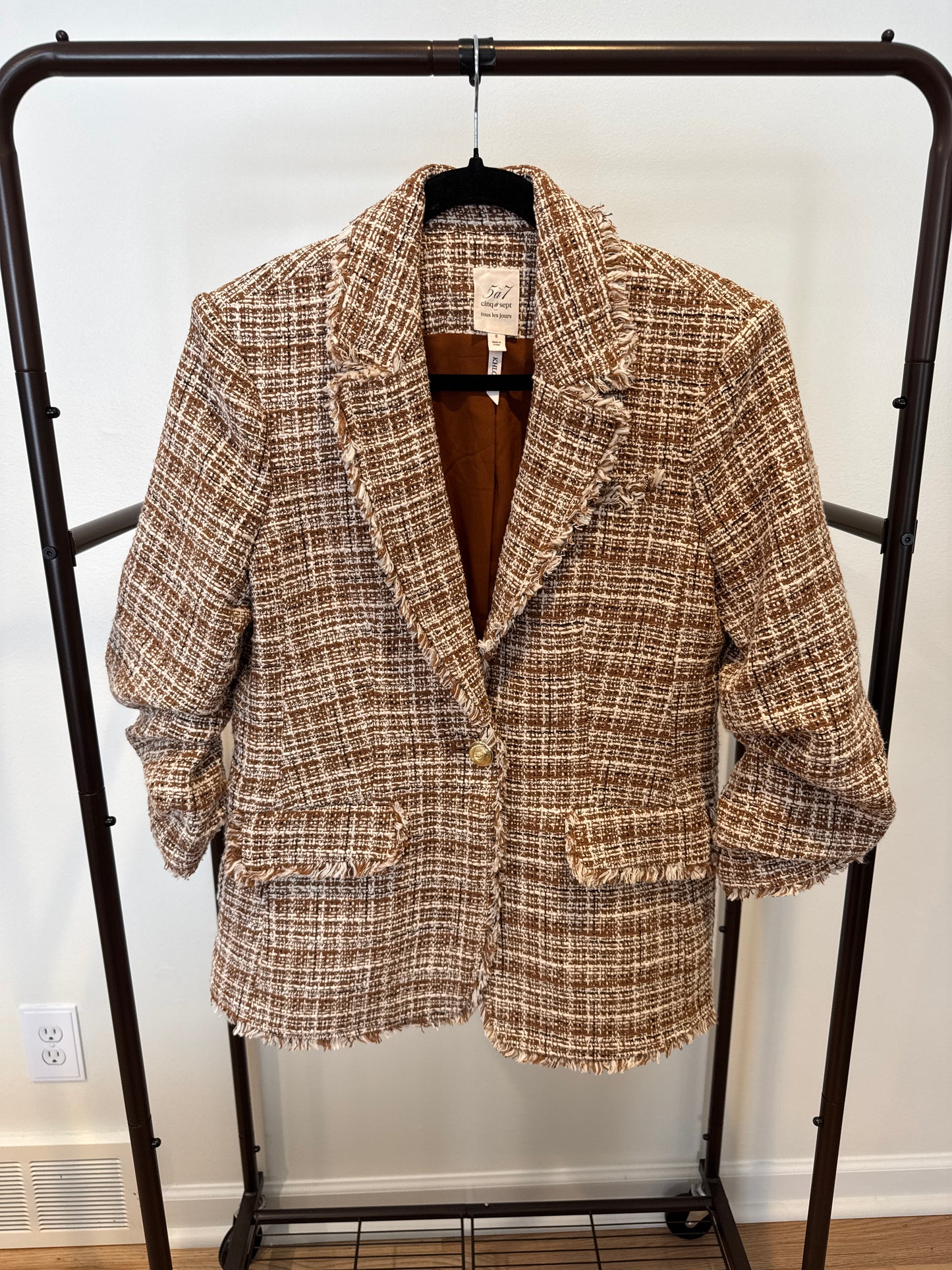 Cinq a Sept Natural Larissa Khloe Tweed Blazer size