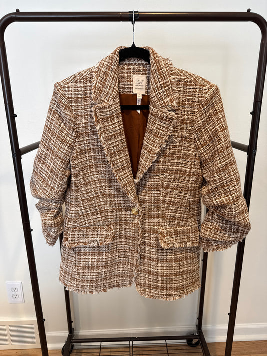 Cinq a Sept Natural Larissa Khloe Tweed Blazer size