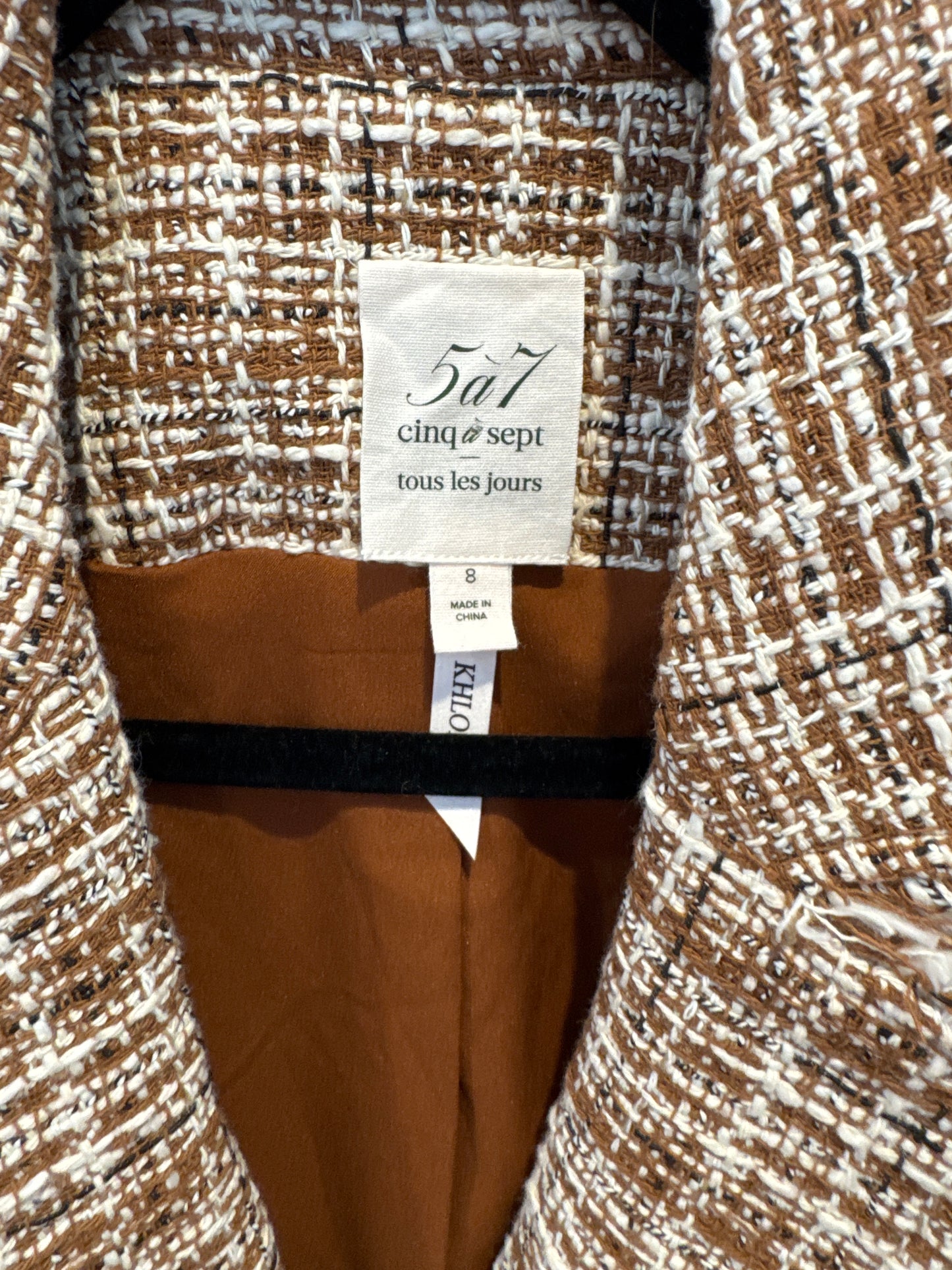Cinq a Sept Natural Larissa Khloe Tweed Blazer size