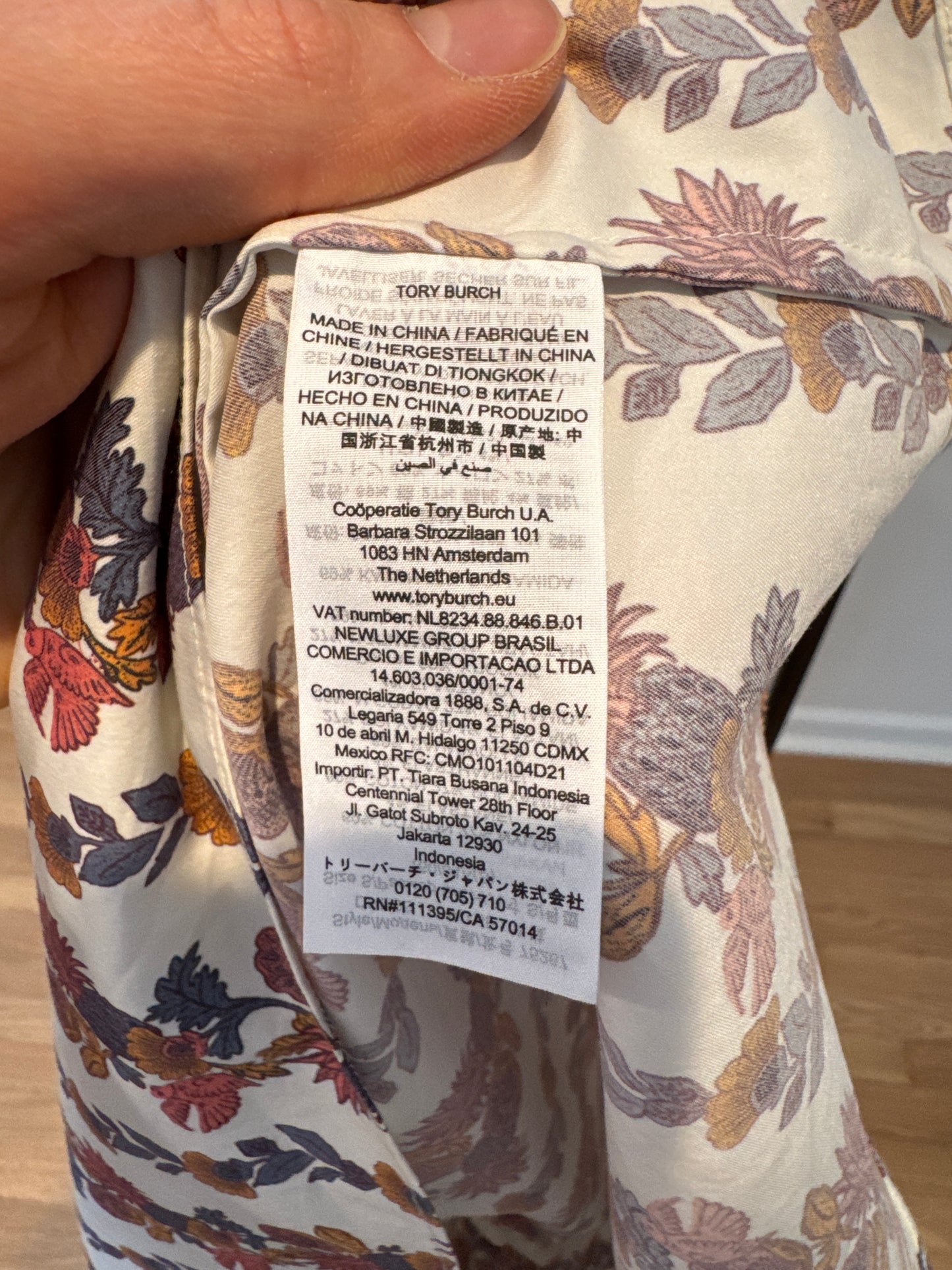 Tory Burch Smocked Floral-Print Midi Dress size S