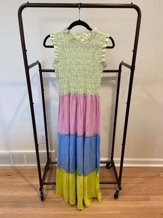 Oliphant Smocked Sleeveless Midi Dress size XS