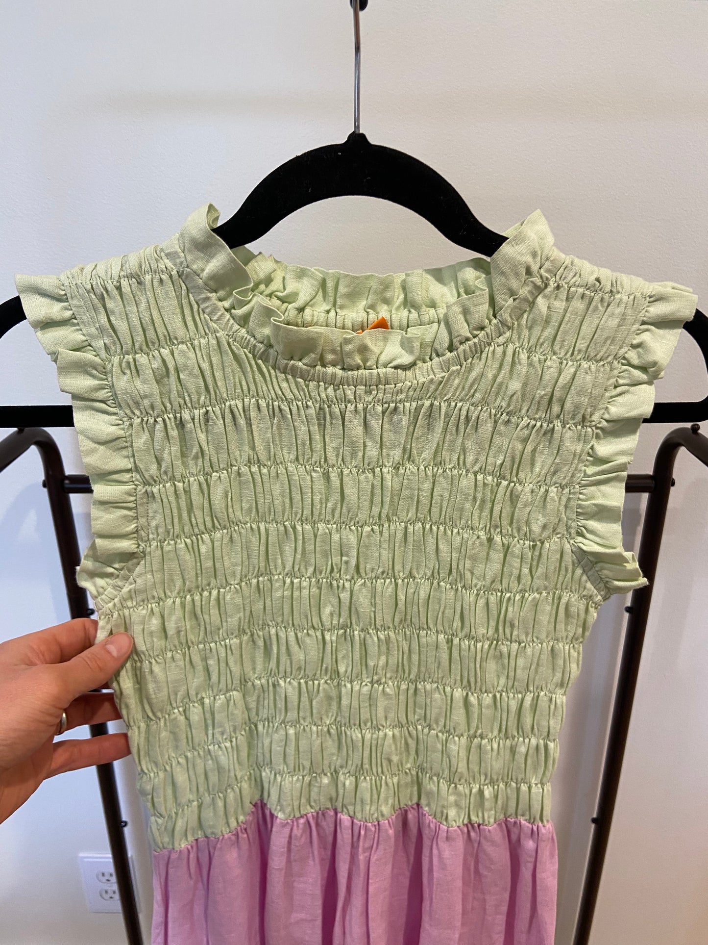Oliphant Smocked Sleeveless Midi Dress size XS