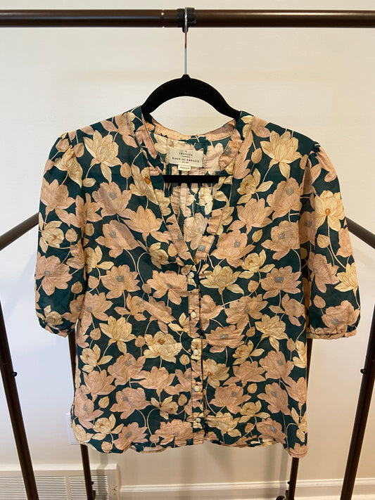Trovata Birds of Paradis Dakota Blouse Jasper Twilight size M