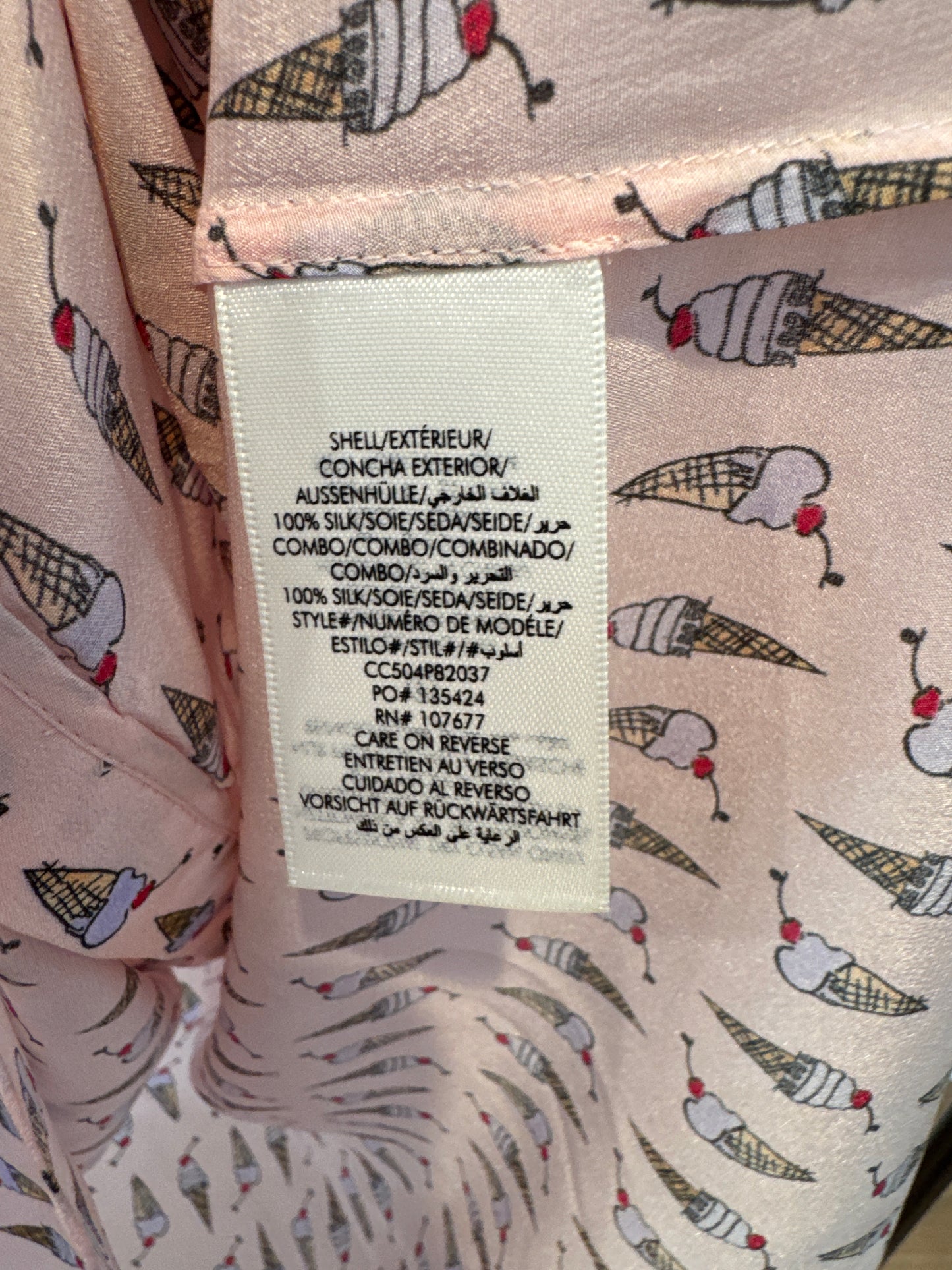 Alice and Olivia Martel Silk Blouse in Sundae Pink Bloom size M