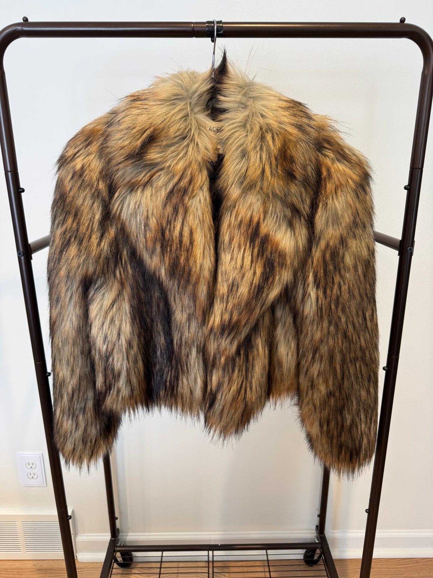 L'Agence Aura Crop Faux Fur Coat size 6