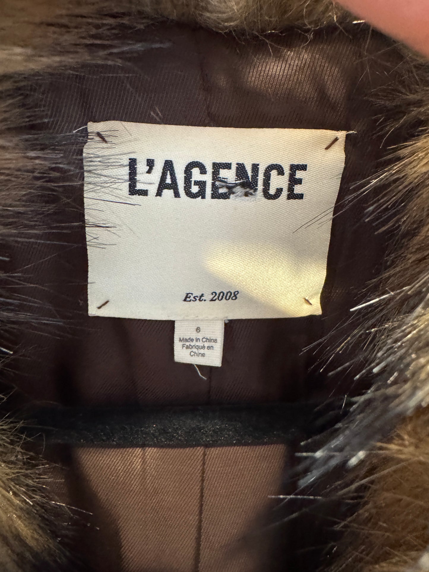 L'Agence Aura Crop Faux Fur Coat size 6
