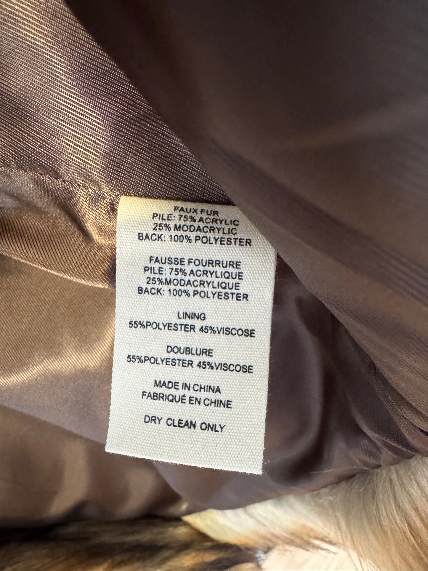 L'Agence Aura Crop Faux Fur Coat size 6