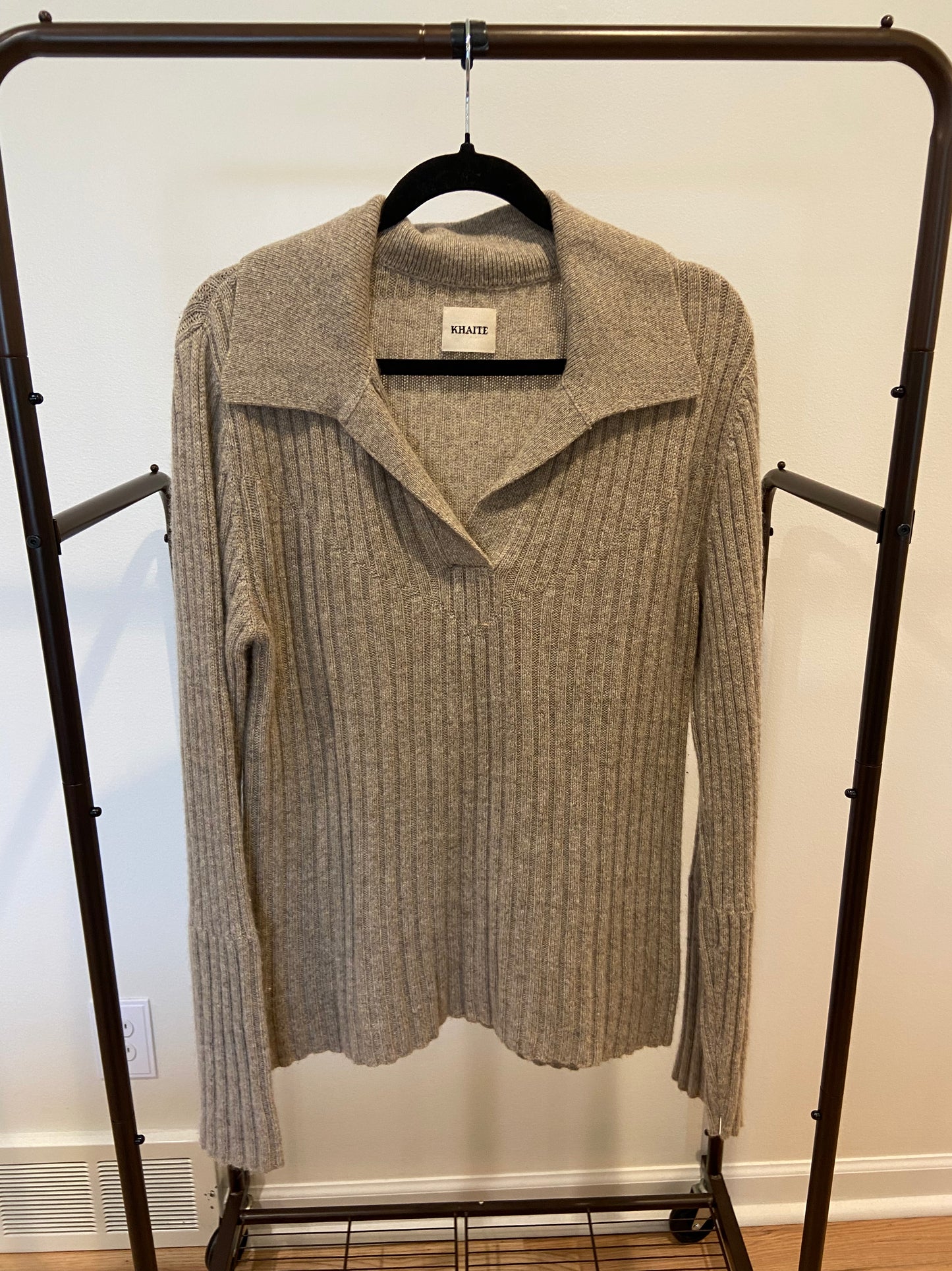 Khaite Stella Rib Cashmere Polo Sweater size M