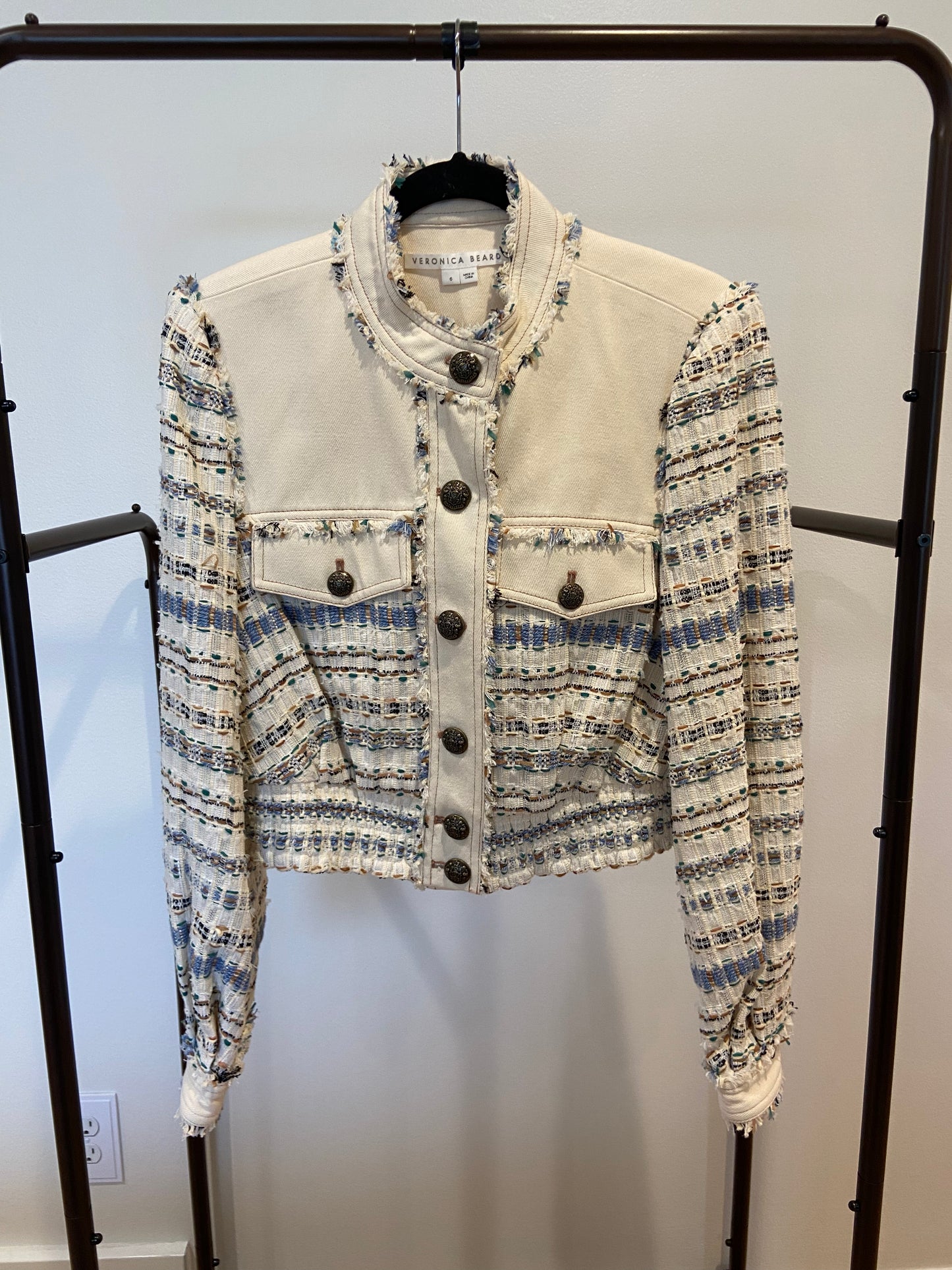 Veronica Beard Darren Tweed Jacket and Shorts in cream size S