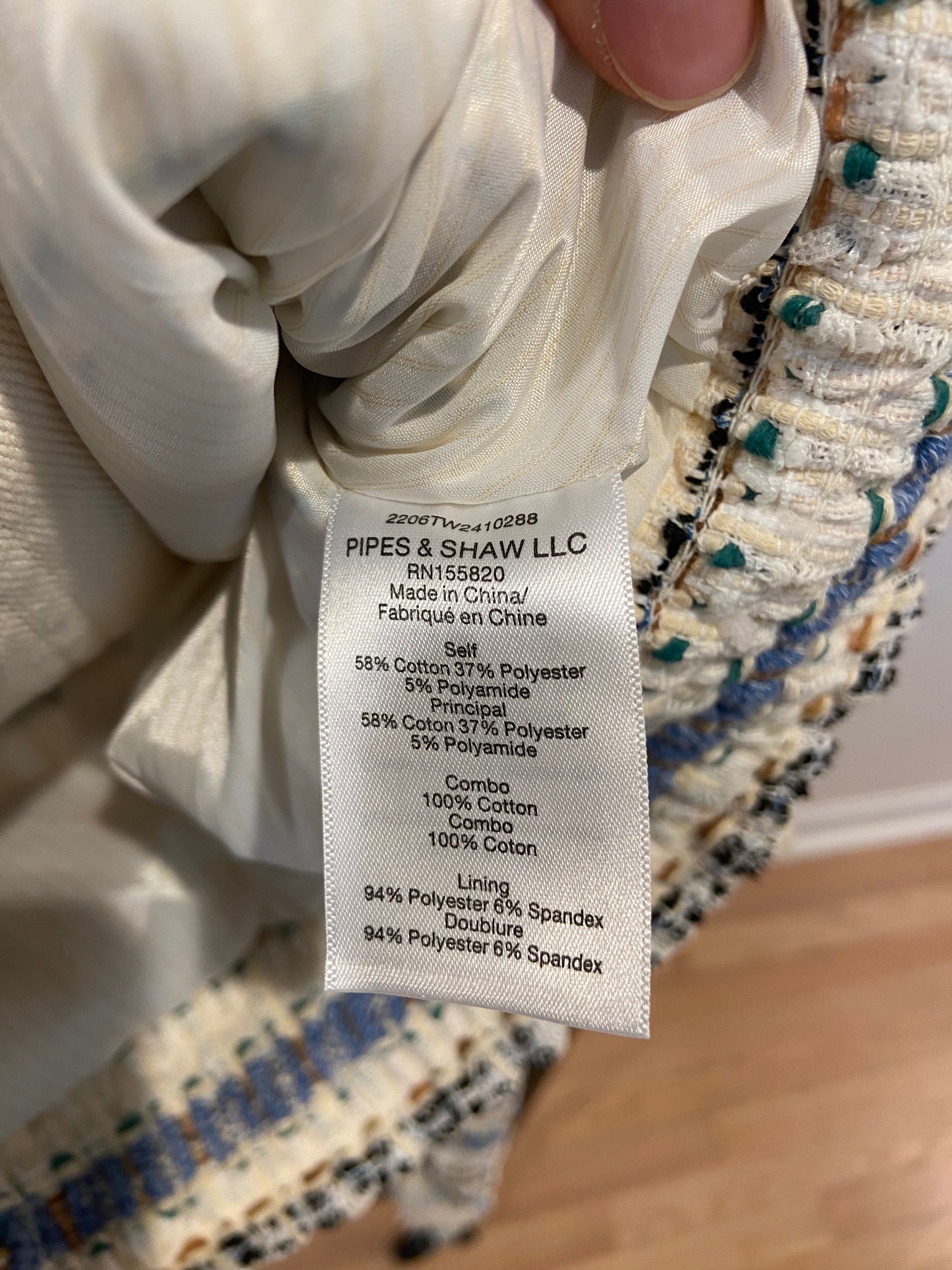 Veronica Beard Darren Tweed Jacket and Shorts in cream size S