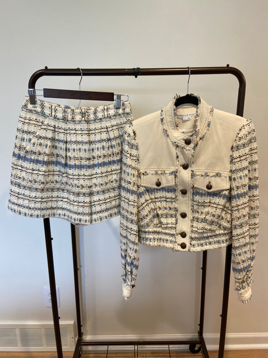 Veronica Beard Darren Tweed Jacket and Shorts in cream size S