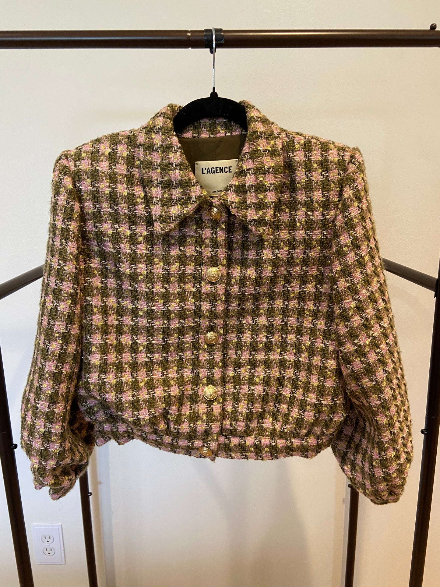 L'Agence Bridges Tweed Cropped Jacket size 6