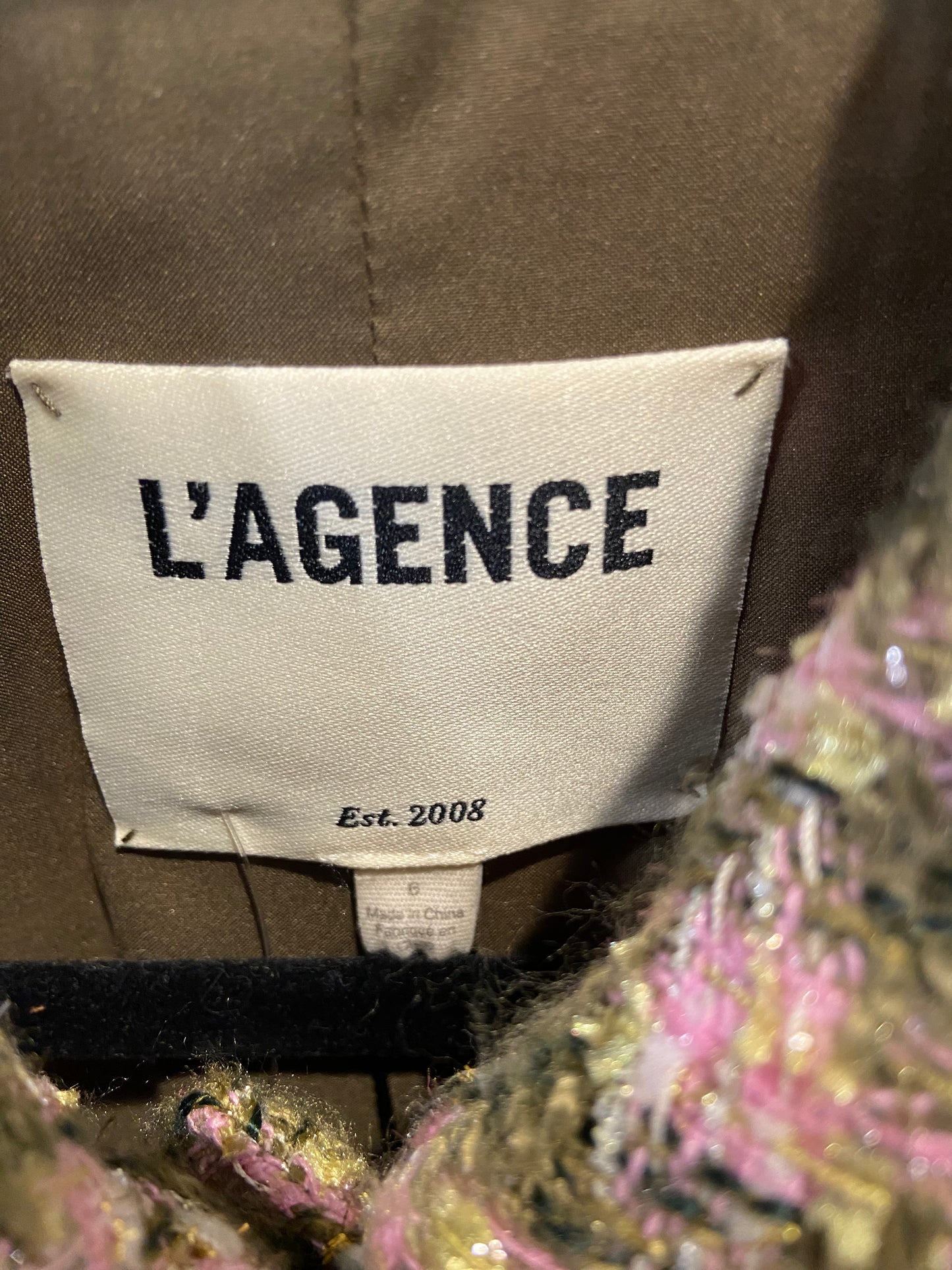 L'Agence Bridges Tweed Cropped Jacket size 6