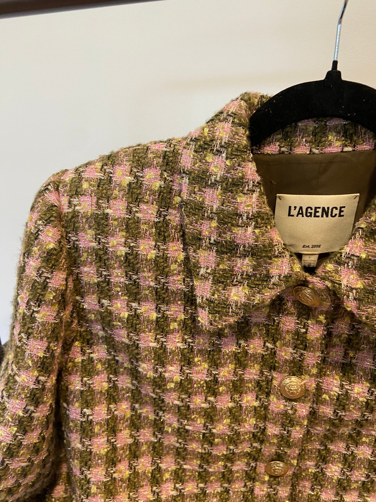 L'Agence Bridges Tweed Cropped Jacket size 6