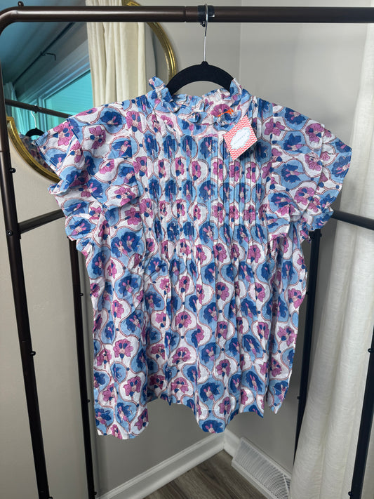 Oliphant Pintuck Ruffle Top size M