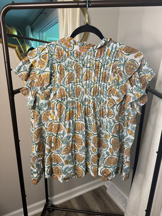 Oliphant Pintuck Ruffle Top size XL