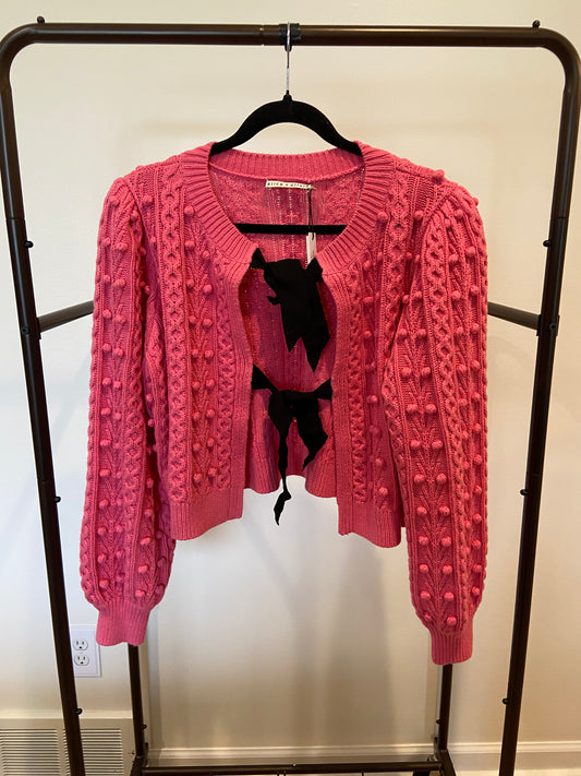 Alice + Olivia Pink Kitty Puff Sleeve Cardigan size XL