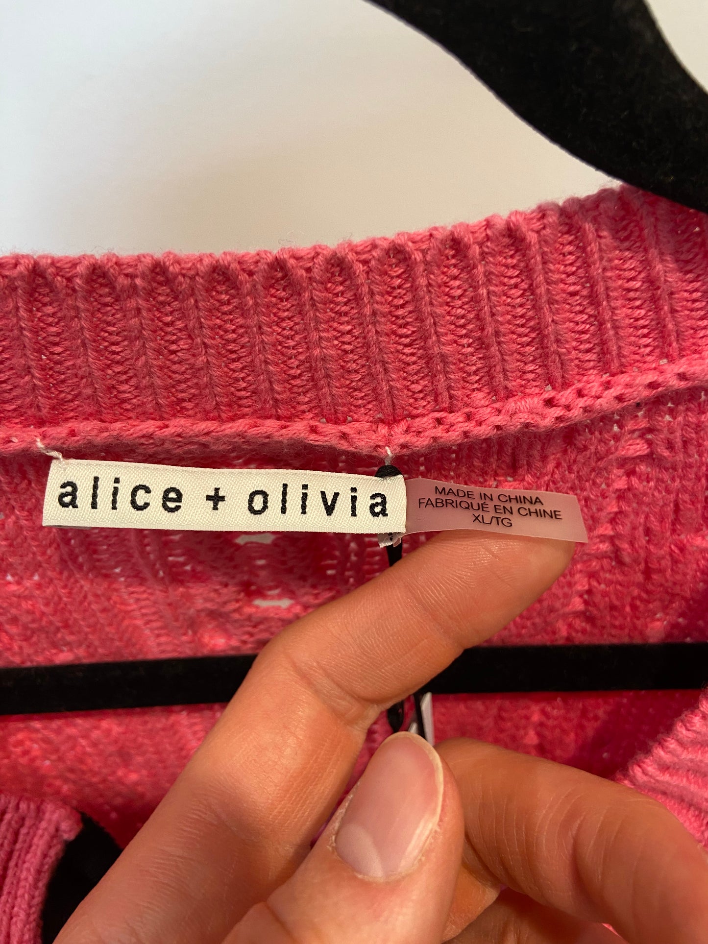 Alice + Olivia Pink Kitty Puff Sleeve Cardigan size XL